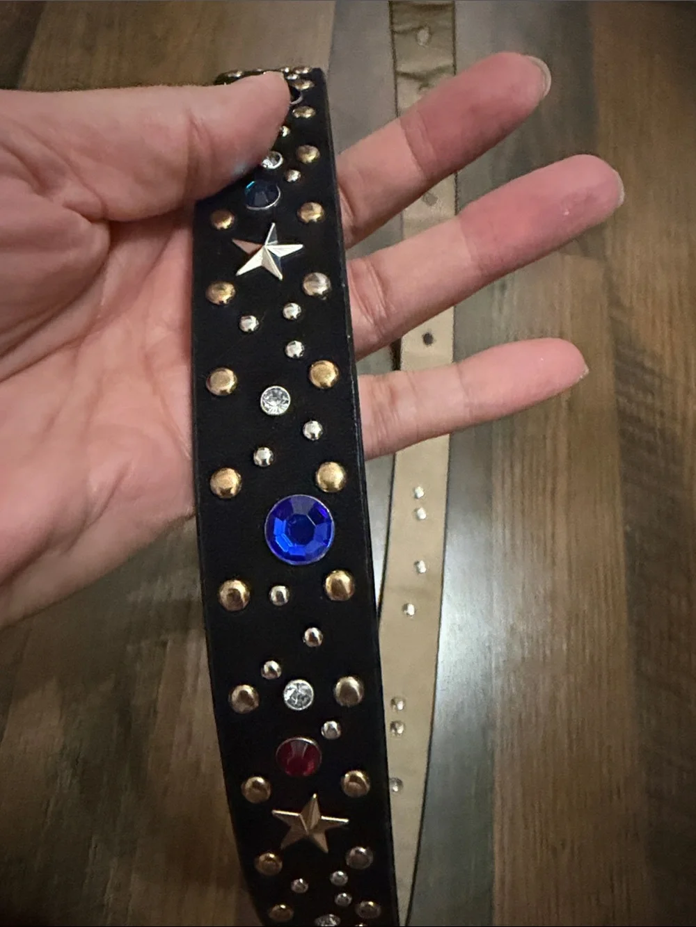 Target Black Studded Faux Suede Belt with Gem Accents Large